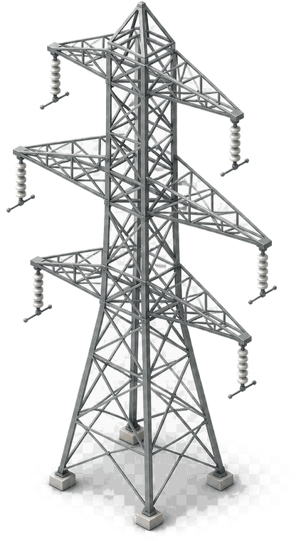 Isometric illustration of a transmission pylon